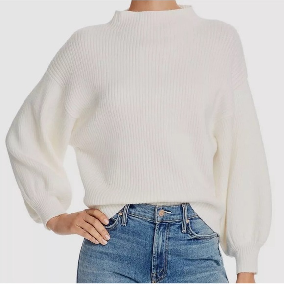 Line & Dot Sweaters - Line & Dot Alder Balloon-Sleeve Ribbed Sweater